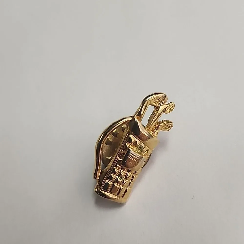 Golden Golf Club Bag Small Lapel Tack Pin